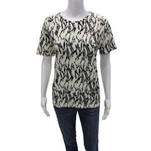 Derek Lam Womens Basic Beige Cotton Graphic Crew Neck T-Shirt Size M